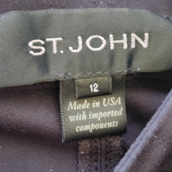 ST JOHN Women's Pants Size 12 Black Side Piping Made USA Straight Leg - Picture 5 of 9
